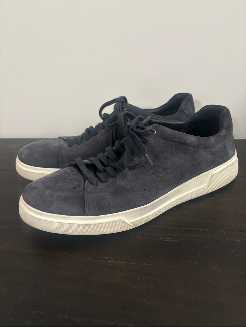 Vince Men's Suede Sneakers in Charcoal Gray with White Sole